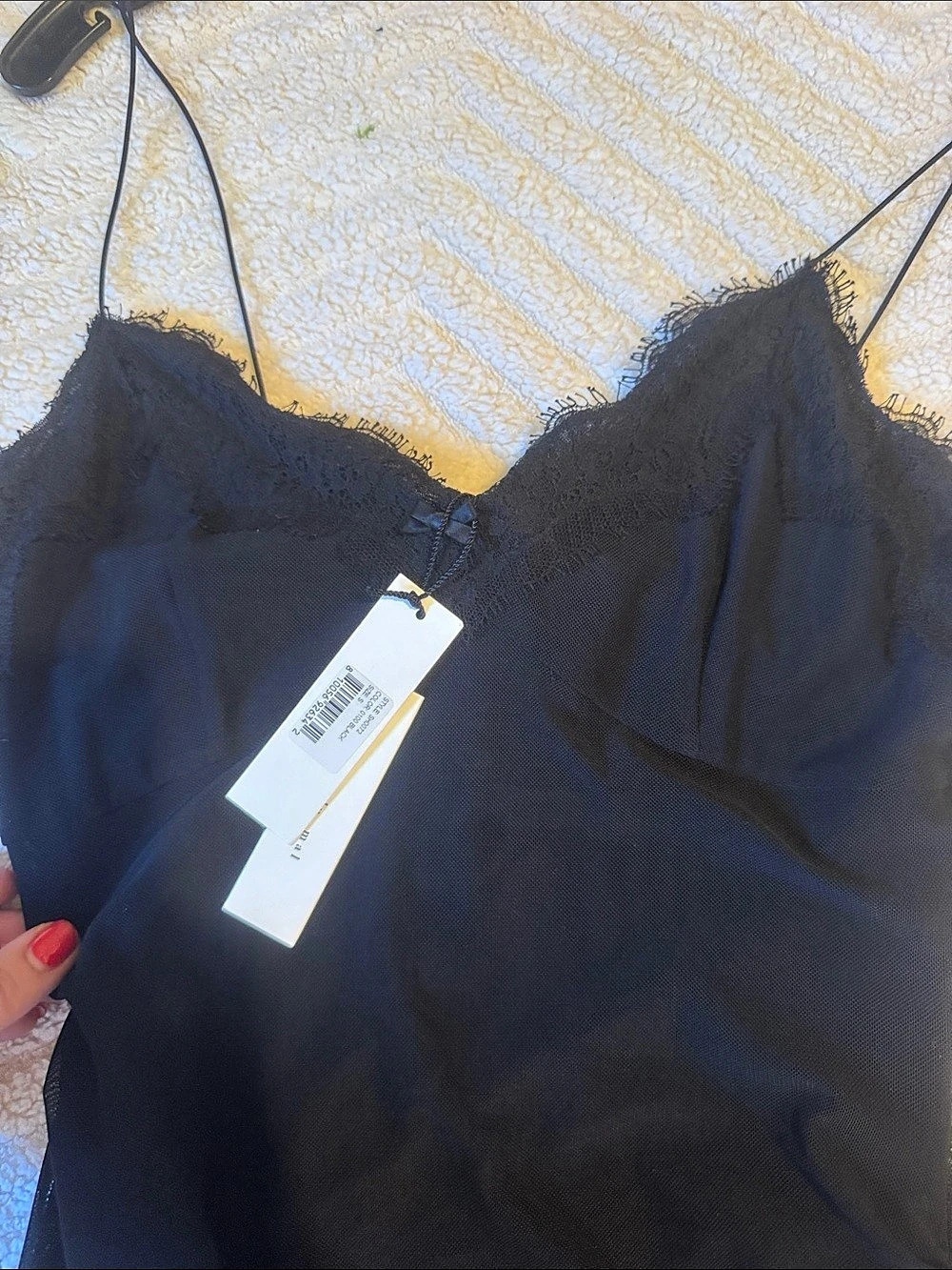 Fleur du Mal Black mesh and lace Lace Mini Dress Size Small NWT - Picture 8 of 14